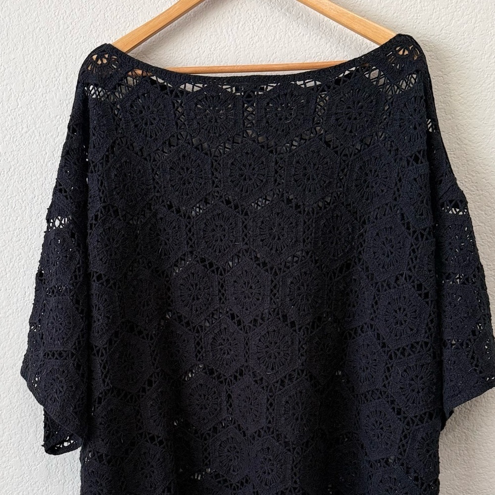 Torrid Black Crochet Pullover Sweater Knitted Crewneck Half Sleeve Top Size 4X - Picture 8 of 13